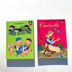 Disney's Three Little Pigs in Green and Cinderella in Pink Storybooks